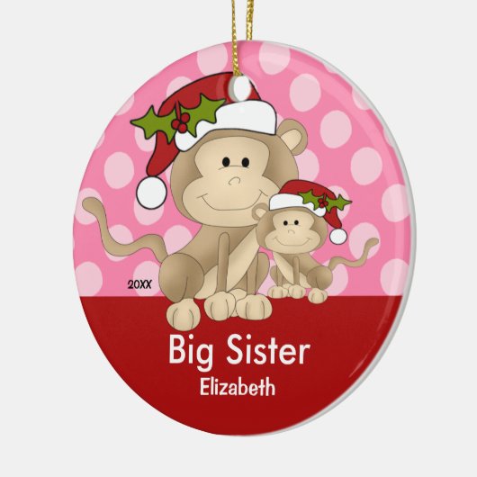 Sankt-Affe-große Schwester-Weihnachtsverzierung Keramikornament (Links)