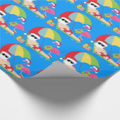 Sankt auf dem Strand-WeihnachtsPackpapier Geschenkpapier (Ecke)