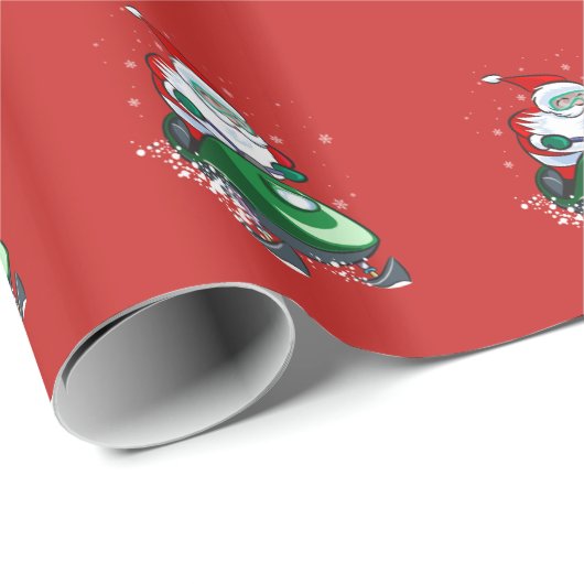 Sankt auf einem Snowmobile-WeihnachtsPackpapier Geschenkpapier (Rolleneckpunkt)