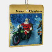 Sankt auf einer Motorrad-Weihnachtsverzierung Keramikornament (Rechts)