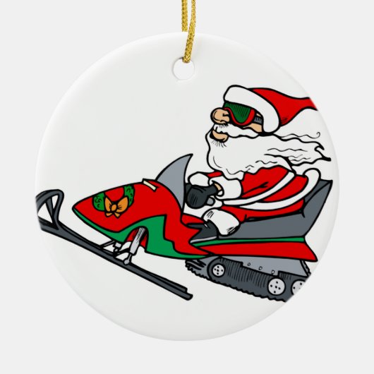 Sankt auf Snowmobile Keramikornament (Vorne)