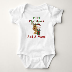 Sankt-Baby und Ren-erster Weihnachtsbodysuit Baby Strampler