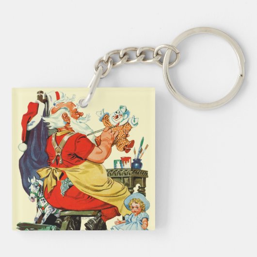 Sankt bei der Arbeit Schlüsselanhänger (Rückseite)