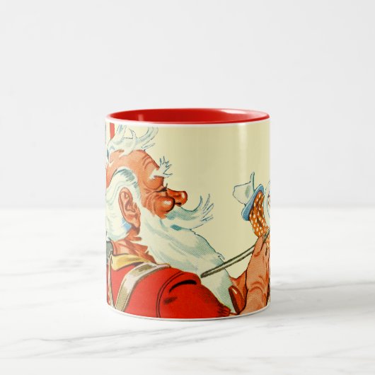 Sankt bei der Arbeit Zweifarbige Tasse (Mittel)