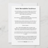 Sankt Bernadette Soubirous Feiertagskarte (Rückseite)