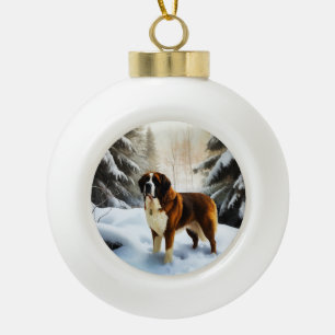 Sankt Bernhard Lass es schneien Weihnachten Keramik Kugel-Ornament