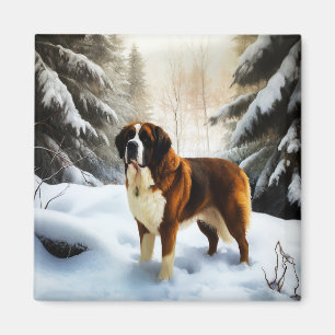 Sankt Bernhard Lass es schneien Weihnachten Magnet