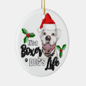 Sankt-Boxer-Hundeweihnachtsverzierung Keramik Ornament (Rechts)