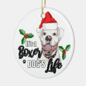 Sankt-Boxer-Hundeweihnachtsverzierung Keramik Ornament (Links)