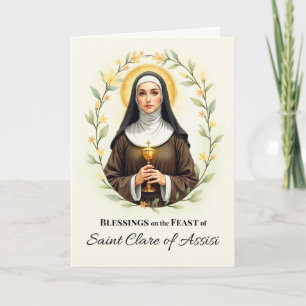 Sankt Clare von Assisi Festtag Segen Kranz Karte