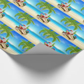 Sankt, die auf heißem sonnigem Strand sich Geschenkpapier (Ecke)