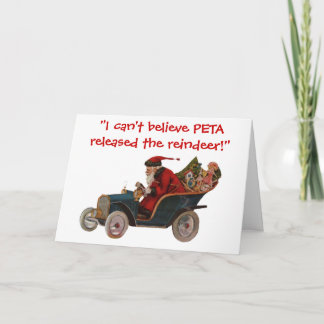 Sankt, die Auto-dank PETA Weihnachtskarte fährt Feiertagskarte