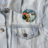 Sankt, die eigenhändig Vögel im Schnee füttert Button (Beispiel)