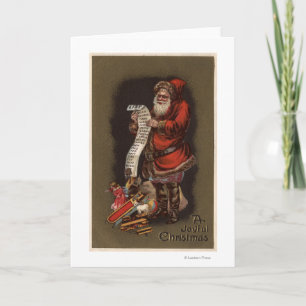 Sankt, die seine gute Kinderliste liest Feiertagskarte