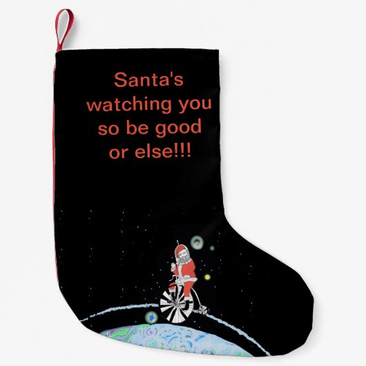 Sankt, die Sie vom Weltraum aufpasst! Kleiner Weihnachtsstrumpf (Vorderseite)