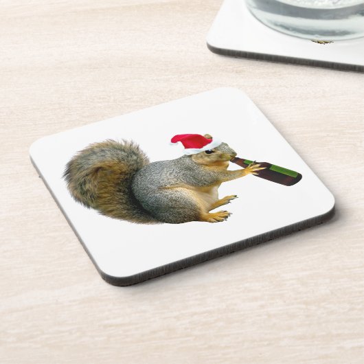 Sankt-Eichhörnchen-trinkendes Bier Getränkeuntersetzer (Linke Seite)
