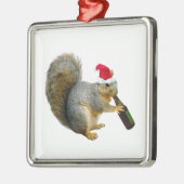 Sankt-Eichhörnchen-trinkendes Bier Ornament Aus Metall (Links)