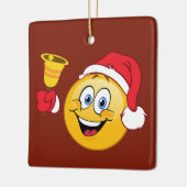 Sankt Emoji mit Bell-Weihnachtsverzierung Keramikornament (Links)