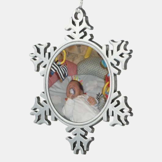 Sankt Engelchen Schneeflocken Zinn-Ornament (Rechts)