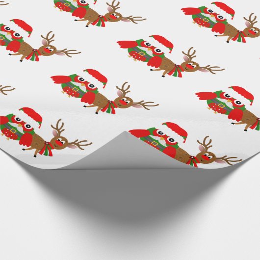 Sankt-Eule und Rudolph Geschenkpapier (Ecke)