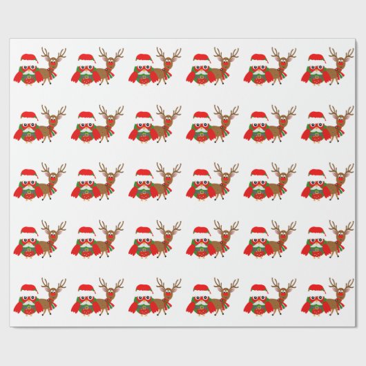 Sankt-Eule und Rudolph Geschenkpapier (Flach)