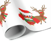 Sankt-Eule und Rudolph Geschenkpapier (Rolleneckpunkt)