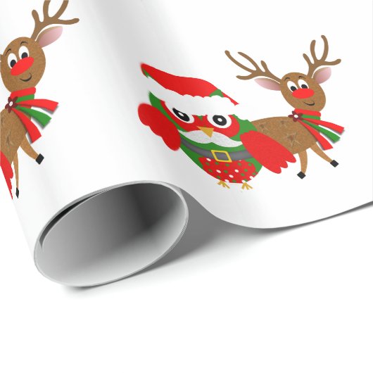 Sankt-Eule und Rudolph Geschenkpapier (Rolleneckpunkt)