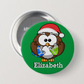 Sankt-Eulen-WeihnachtsStrumpf-Namen-Umbau Button (Vorne & Hinten)