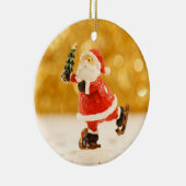 Sankt-Figürchen-Eis-Skaten-Weihnachtsverzierung Keramikornament (Rechts)