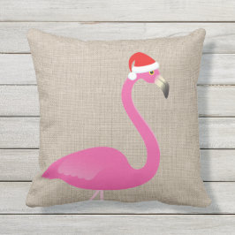 Sankt-Flamingo auf Leinwand-Leinenkissen im Freien Kissen Für Draußen