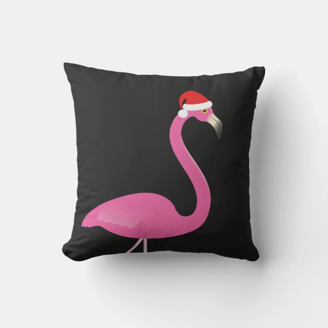 Sankt-Flamingo auf schwarzem Kissen im Freien (Vorderseite)