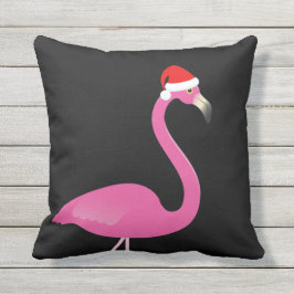 Sankt-Flamingo auf schwarzem Kissen im Freien