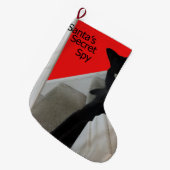 Sankt geheimer Spions-schwarze Katzen-Strumpf Großer Weihnachtsstrumpf (Vorderansicht (hängend))