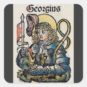Sankt Georg aus der Nürnberger Chronik Quadratischer Aufkleber