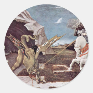 Sankt Georg kämpft gegen den Drachen von Uccello P Runder Aufkleber