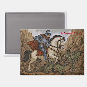 Sankt Georg tötet den Drachen - Schlacht Lumeçon Magnet