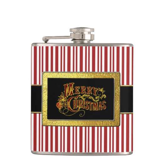 Sankt Gurt-frohe Weihnacht-Zuckerstange Flachmann (Vorderseite)