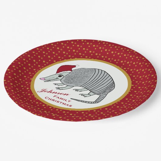 Sankt-Gürteltier spielt Weihnachten die Hauptrolle Pappteller (Schrägansicht)