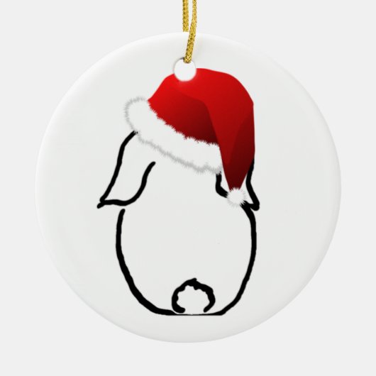 Sankt-Häschen-Weihnachtsverzierung Keramik Ornament (Vorne)