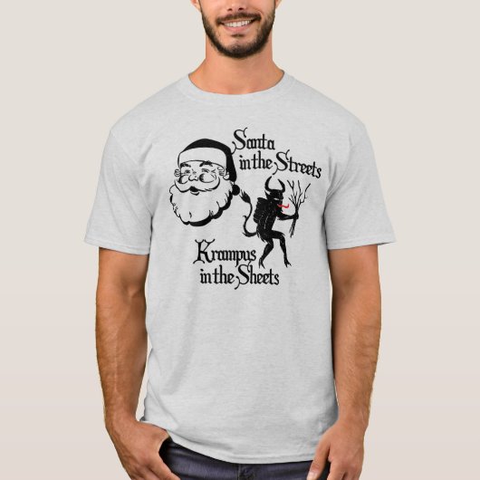 Sankt in den Straßen. Krampus in den Blättern T-Shirt (Vorderseite)