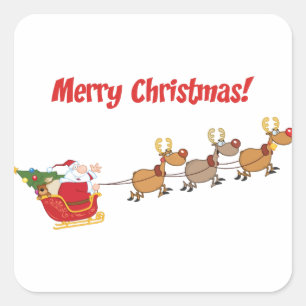 Sankt in seinem Pferdeschlitten Quadratischer Aufkleber