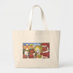 Sankt-Katze und Freund-Grafik durch Louis Wain Jumbo Stoffbeutel