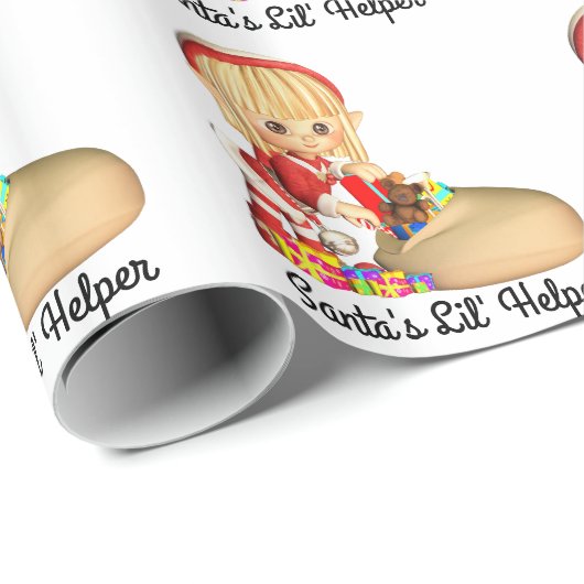 Sankt kleiner Helfer-roter Mädchen-Elf Geschenkpapier (Rolleneckpunkt)