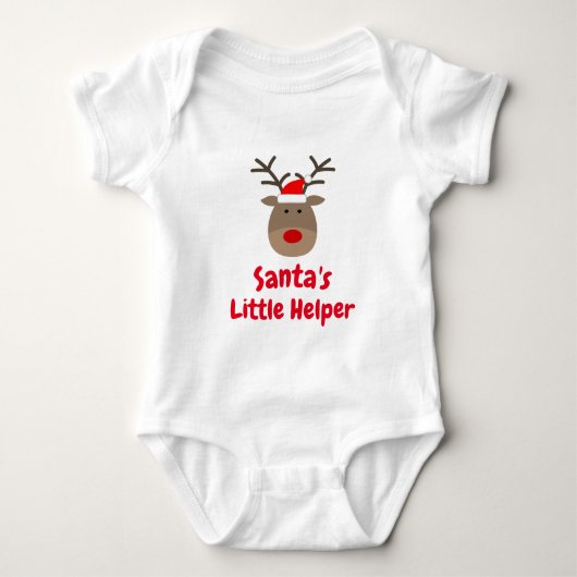 Sankt kleiner Helfer Weihnachtsrenbodysuit Baby Strampler (Vorderseite)