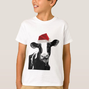 Sankt-Kuh - Milchkuh-tragende Weihnachtsmannmütze T-Shirt