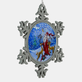 "Sankt, liebe" Verzierung Schneeflocken Zinn-Ornament