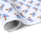 Sankt liefert Geschenke im Flugzeug Geschenkpapier (Rolleneckpunkt)