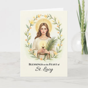 Sankt-Lucia-Tag-Segen-Blumenkranz Karte