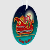 Sankt magischer WeihnachtsPferdeschlitten Ornament (Vorderseite)