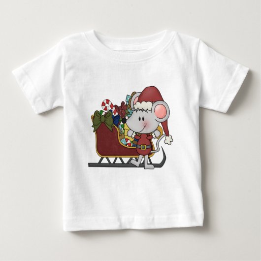 Sankt-Maus mit Schlitten Baby T-shirt (Vorderseite)